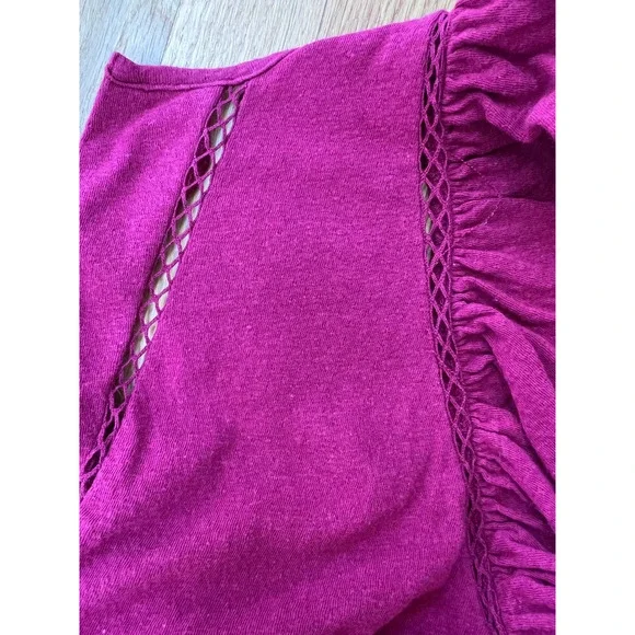 Anthropologie Caroline ruffled babydoll top Raspberry (XS) - Picture 8 of 9